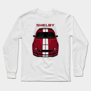 Ford Mustang Shelby GT350 2015 - 2020 - Rapid Red - White Stripes Long Sleeve T-Shirt